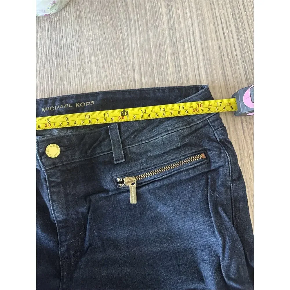 Michael Kors Y2K Izzy Cropped Skinny Jeans Women’s Size 12 Dark Wash Zip Pocket